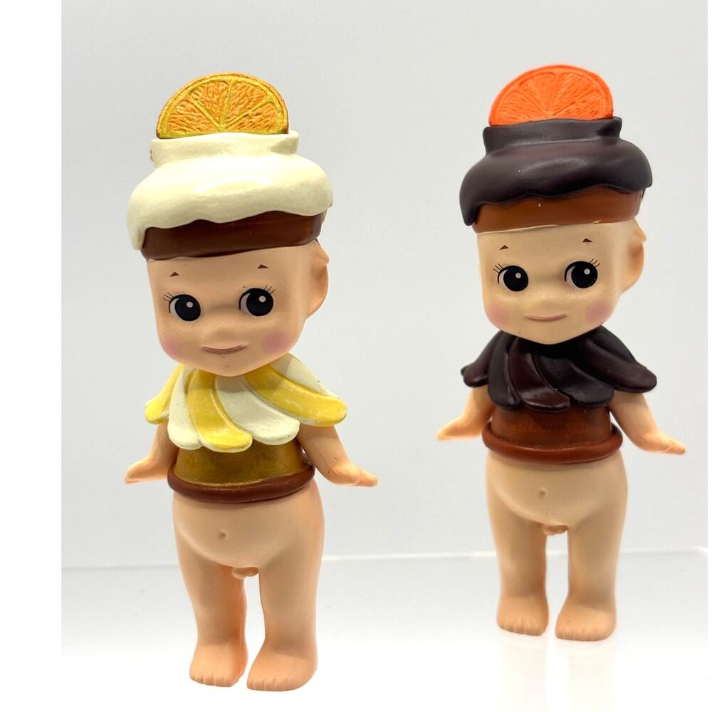 Set of 2 New Unbranded Kewpie/Angel Mini Figures, Lemon & Orange Chocolate